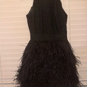 Milly Black Feathered Mini Dress